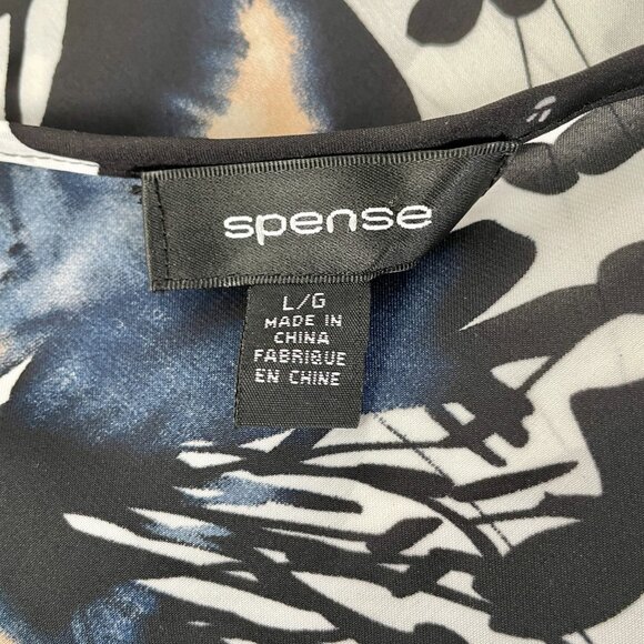 Spense Lightweight Silky Tank Top, Black/White Geometric Floral Print, Size L - Picture 9 of 11